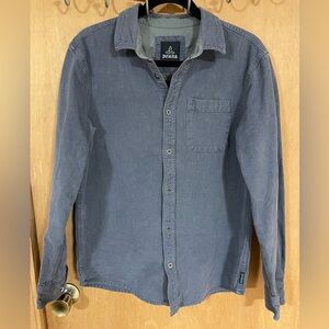 PRANA -Men's Shirt Gray 100% organic cotton long sleeve button front collar